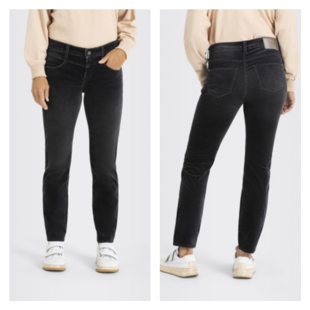 NEW MAC Rich Jeans Sz‎ 12 Charcoal Grey Velvet Pants